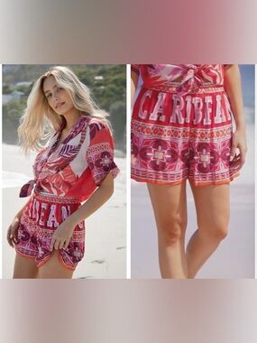 Miss June Reese Red Blouse | color: Red |  size: S/M